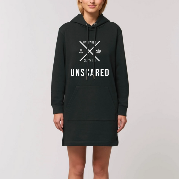 Hooded Sweatshirt Dress "UNSCARED" Dark